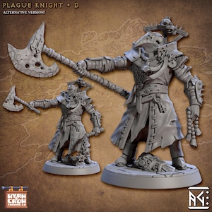 Plague Knight D| Chaos Plague Knight for Grim dark, high fantasy, D20 + more TTRPG | 32mm| Unpainted | Artisan Guild