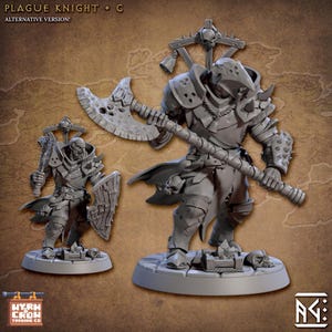 Plague Knight C| Chaos Plague Knight for Grim dark, high fantasy, D20 + more TTRPG | 32mm| Unpainted | Artisan Guild