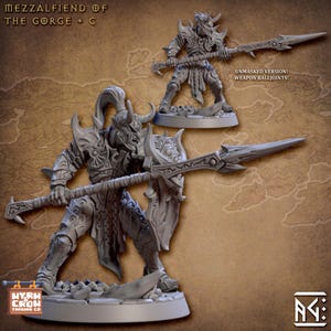 Mezzalfiend C | Daemon Infernal Warrior for Grim dark, high fantasy, D20 + more TTRPG | 32mm| Unpainted | Artisan Guild