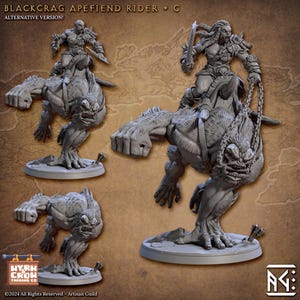 Ork Cavalry C | Ork on Apefiend Cultist for Grim dark, high fantasy, D20 + more TTRPG | 32mm| Unpainted | Artisan Guild