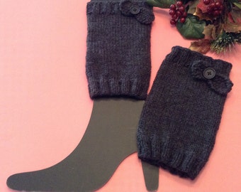 Charcoal Boot Toppers/Dark Gray Boot Cuffs/Bow Boot Cufsf/Feminine Boot Topper/Feminine Boot Cuff/Gift for Her/Boot Topper/London Boot Cuffs