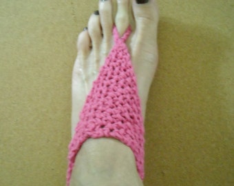 Sandalias descalzas/Sandalias descalzas de punto rosa magenta/Tangas para danza del vientre/Sandalias de yoga/Tangas para concursos de belleza/Joyas corporales/Ropa de crucero