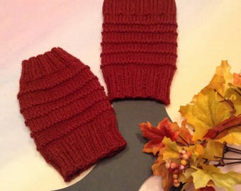 Boot Toppers/Ribbed Accented Boot Cuffs/Rustic Red Boot Cuffs/Boho Boot Cuffs/Boot Topper/Gift for Her/Teen Girl Gift/Redwood Boot Cuffs