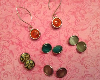Pendientes de cuentas a presión, joyería de cuentas a presión, cuentas a presión de 12 mm, pendientes, regalo para ella, pendientes de ojo de gato, pendientes con estampado animal, juego de pendientes de cuentas a presión