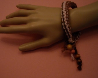 Boho Bracelet/Tassel Bracelet/Knit Bangle/Soft Bangle/Bead Charm Bracelet/Teen Gift/Gift for Her/Desert Rose Knit Friendship Bangle Bracelet