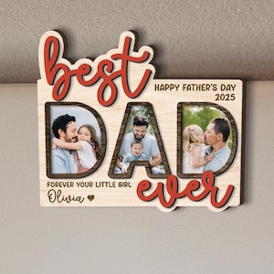 Custom Dad Photo Car Visor Clip, Fathers Day Gifts For Dad, Best Dad Ever Custom Photo Father&#39;s Day Frame, Dad Gifts From Son Daughter