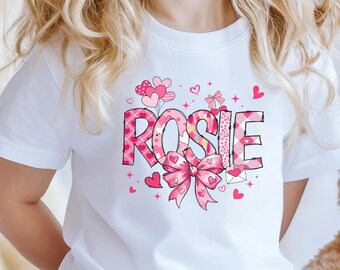 Custom Valentine Shirt For Kids, Personalized Name Shirt, Toddler Valentine Shirt, Retro Valentine Tee, Kids Valentine Tee, Baby Girl Shirt