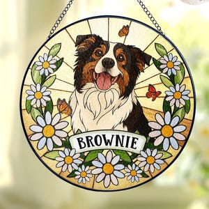 Personalized Pet Portrait Stained Glass Suncatcher, Pet Memorial Suncatcher, Dog Memorial Gift, Pet Loss Gift, Dog Keepsake Stained Glass