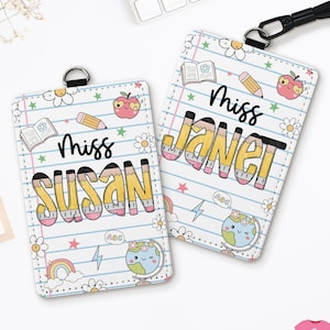 Custom Teacher ID Badge Holder, Custom Teacher Name ID Holder, Lanyard Accessories, Teacher Card Holder, Teacher Gifts, Back To School Gift