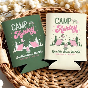 Camp Bachelorette Can Cooler, Camping Bachelorette Party Favors, Mountain Bachelorette Girls Trip, Bridal Shower Gifts, Wedding Party Decors