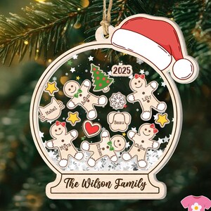 Gingerbread With Hat Family Christmas Ornament, Custom Family Ornament 2025, 4D Customized Cookie Ornament Gift for Christmas, New Family