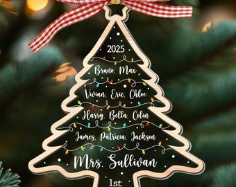 Custom Teacher Christmas Ornament, Class List Ornament, Thank You Teacher Christmas Gift, Classroom List Gift, Teacher Christmas Keepsake