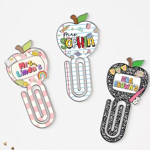 Personalized Teacher Paper Clip, Custom Teacher Name Jumbo Paperclip, Back To School Gifts, Paperclip Bookmark With Name Gift For Teacher