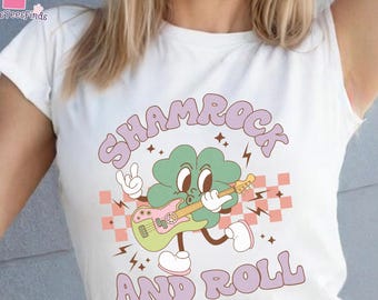 Shamrock and Roll St. Patrick's Day T-Shirt, Irish Clover Shirt, Rock and Roll T Shirt, St Patricks Day shirt, Lucky Shirt, St Patricks Day