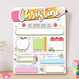 Custom First Day Of School Sign, Personalized Back to School Sign, Kindergarten First Day Sign, 1st Day of School Board, School Wood Sign