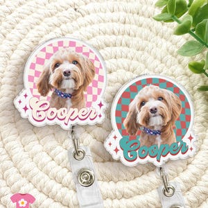 Custom Pet Badge Reel, Personalized Dog Portrait Badge Reel, Cat Retractable Badge Holder, Nurse Badge Reel with Pet Photo, Pet Lover Gifts