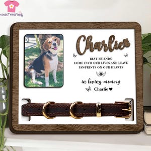 Custom Memorial Pet Collar Sign, Dog Memorial Wood Frame With Collar Holder, Dog Memorial Collar Holder, Pet Loss Gift, Dog Remembrance Gift