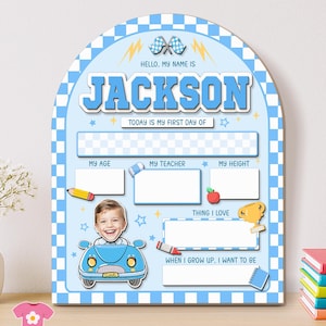 Custom First Day School Sign For Boy, Back to School Sign With Photo, Custom Kids Photo 1st Day of School Sign, First Day of School Board