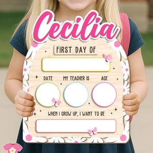 Custom First Day of School Sign, Back to School Board, Kindergarten 1st Day of School Reusable Sign, First and Last Day School Photo Prop