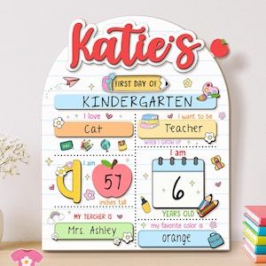 Rotating First Day Of School Sign, Back to School Sign, Kindergarten 1st Day of School Photo Prop, Pre- K School Wooden Board