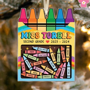 Décoration de professeur personnalisée, décoration de Noël Shaker 4D pour professeur avec noms d'élèves, cadeau de remerciement pour professeur
