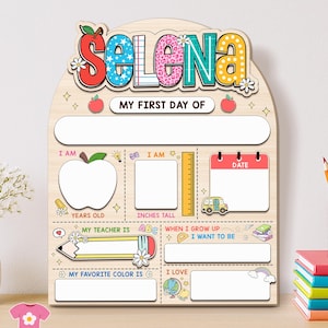Personalized First Day School Sign, Back to School Sign, Kindergarten 1st And Last Day of School Sign, Pre-K First Day School Wooden Sign