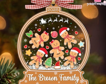 3D Personalized Gingerbread Family Christmas Ornament