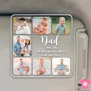 Custom Dad Photo Car Visor Clip, Best Dad Ever Visor Clip, Fathers Day Gift, Custom Photo Father&#39;s Day Frame, Drive Safe Gift, Papa Gift