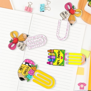 Personalized Teacher Paper Clip Acrylic, Back To School Teacher Gifts, Teacher Paperclip Bookmark With Name, Custom Bookmark Accessories