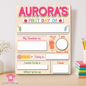 First And Last Day School Sign, Back to School Sign, Kindergarten 1st Day of School Sign, First Day School Wooden Board Interchangable