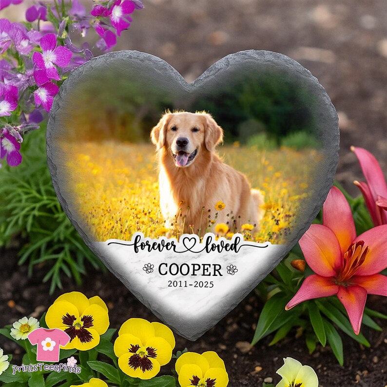 Pet Memorial Grave With Photo, Custom Pet Memorial Stone, Pet Portrait Grave Marker, Pet Grave Stone, Pet Memorial Gift, Dog Sympathy Gift image 8
