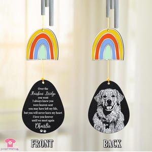 Personalized Pet Memorial Wind Chime, Pet Loss Gifts, Remembering Gift, Dog Cat Loss Sign for Garden, Memorial Gift for Dog or Cat Lover