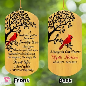 Cardinal Memorial Wind Chimes, Memorial Gifts, Sympathy Gift, In Loving of Loss Of Loved One, Bereavement Gift, Wind Chimes, In Memory Gifts
