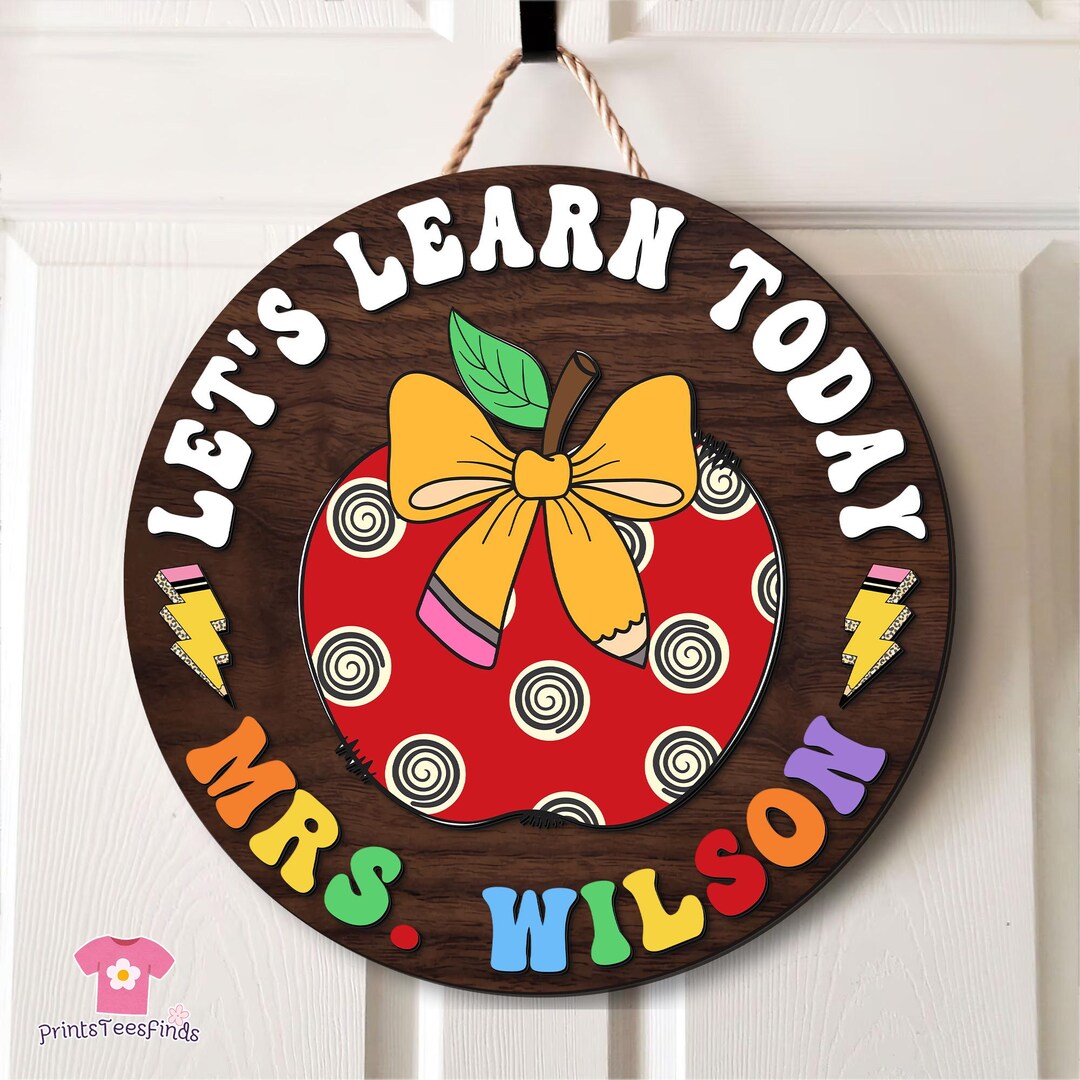 Custom Name Teacher Door Sign, Personalized 3D Door Hanger, Classroom ...