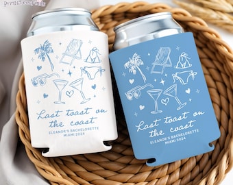 Last Toast On The Coast Can Cooler, Beach Bachelorette Can Cooler, Coastal Beach Bachelorette Party Favors, Coastal Bachelorette Decor