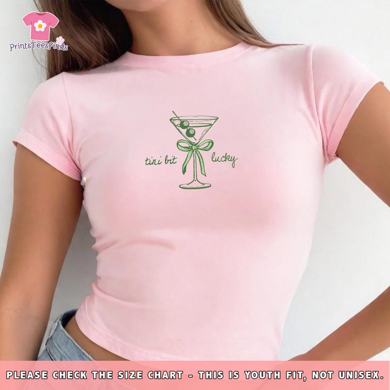 St Patricks Day Shirt, St Pattys Day Baby Tee, Tini Bit Lucky Baby Tee, Irish Girl Baby Tee. Martini Lucky Shirt, St Patrick Drinking Shirt image 4