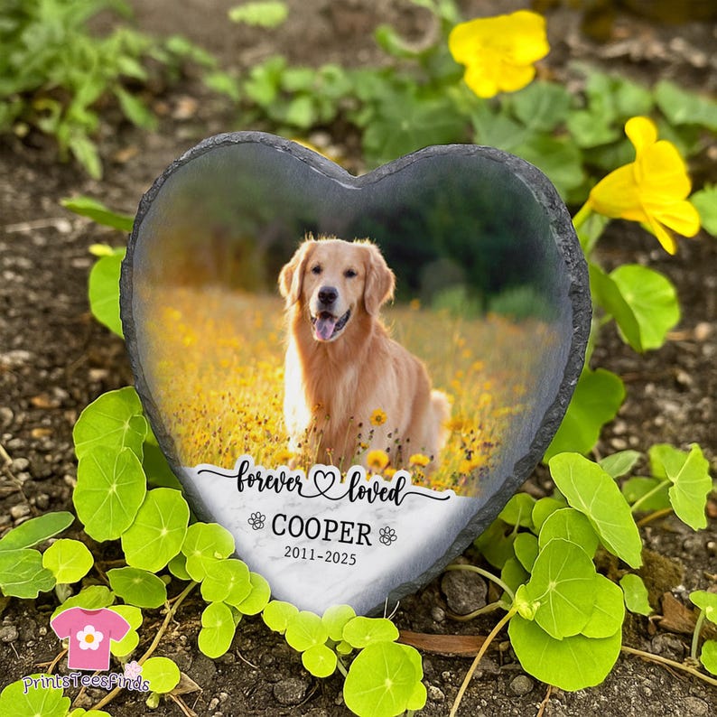Pet Memorial Grave With Photo, Custom Pet Memorial Stone, Pet Portrait Grave Marker, Pet Grave Stone, Pet Memorial Gift, Dog Sympathy Gift image 3