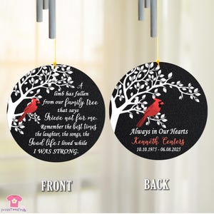 Cardinal Memorial Wind Chimes, Loss Of Loved One, Bereavement Gift, Sympathy Gift, Custom Wind Chimes, In Memory Gifts, Loss Of Mom Dad