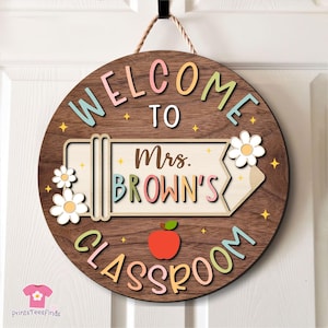 Personalized Teacher Door Sign, Teacher Gifts, Custom Teacher Door Hanger, Back To School, Classroom Decor, Teacher Name Sign, Welcome Sign