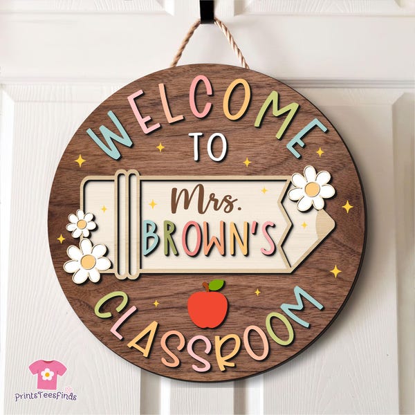 Personalized Teacher Door Sign, Teacher Gifts, Custom Teacher Door Hanger, Back To School, Classroom Decor, Teacher Name Sign, Welcome Sign