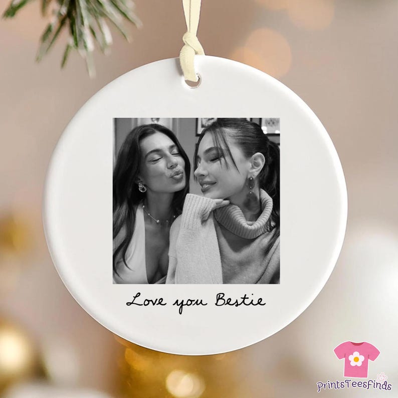 Personalized Bestie Photo Jewelry Dish: Ceramic Trinket Tray for Best Friend, Birthday Gifts For Bestie, Bridesmaid Proposal Ornament - Round
