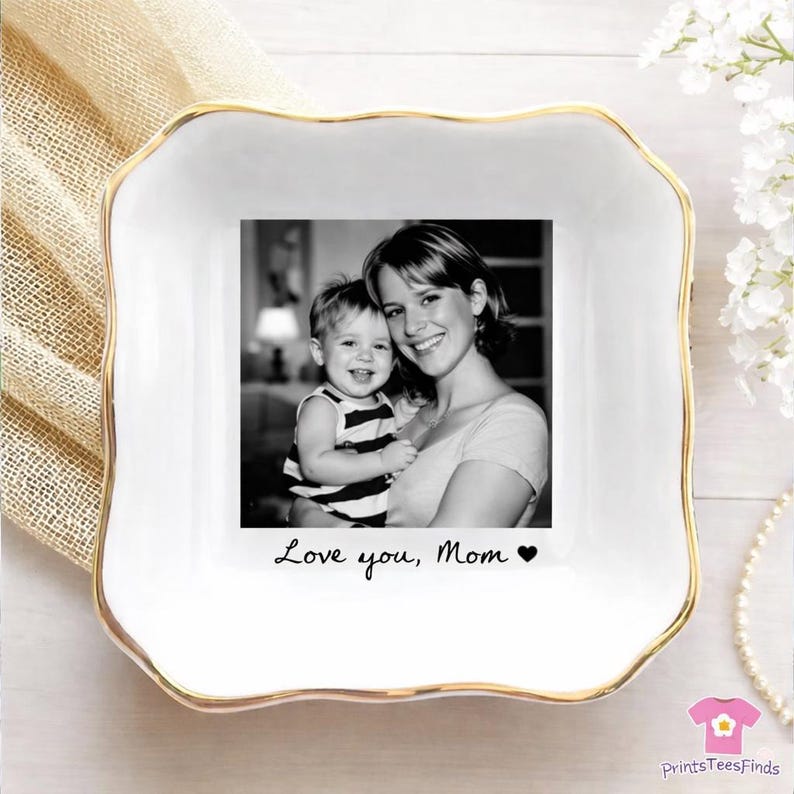 Personalized Bestie Photo Jewelry Dish: Ceramic Trinket Tray for Best Friend, Birthday Gifts For Bestie, Bridesmaid Proposal image 4