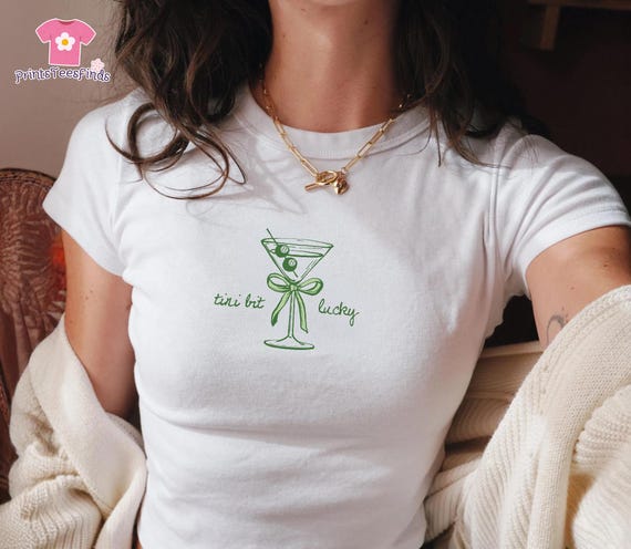 St Patricks Day Shirt, St Pattys Day Baby Tee, Tini Bit Lucky Baby Tee, Irish Girl Baby Tee. Martini Lucky Shirt, St Patrick Drinking Shirt