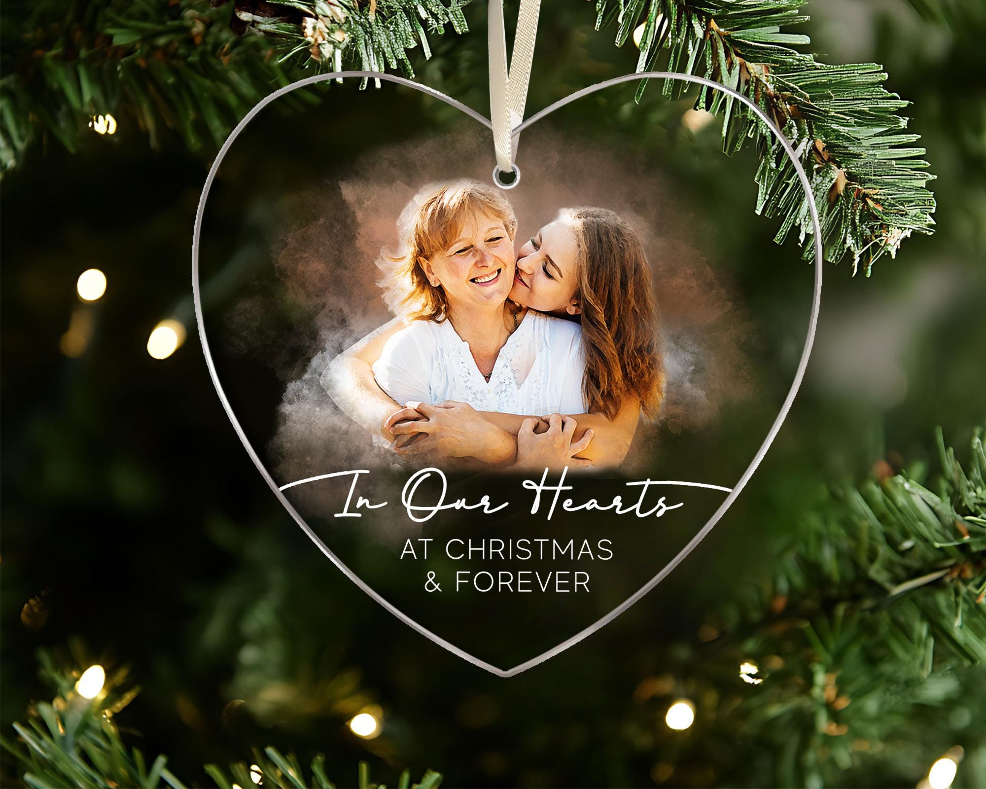Custom Photo Memorial Ornament, Dad Mom Memorial Christmas Ornament, In Loving Memory Ornament, Loss Of Loved One Ornament, Sympathy Gifts