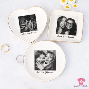 Personalized Bestie Photo Jewelry Dish: Ceramic Trinket Tray for Best Friend, Birthday Gifts For Bestie, Bridesmaid Proposal image 11