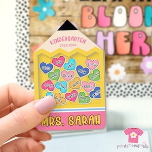 Personalized Teacher Magnet, Teacher Appreciation Gift, Teacher Pencil Shaker Magnet, Kindergarten Teacher Magnet, Thank You Teacher Gift