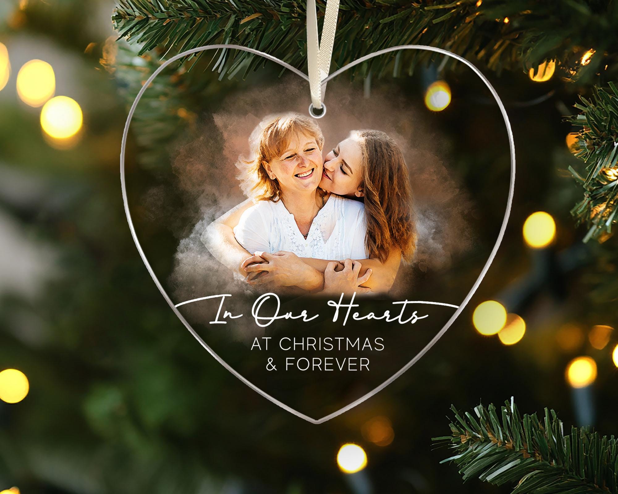 Custom Photo Memorial Ornament, Dad Mom Memorial Christmas Ornament, In Loving Memory Ornament, Loss Of Loved One Ornament, Sympathy Gifts