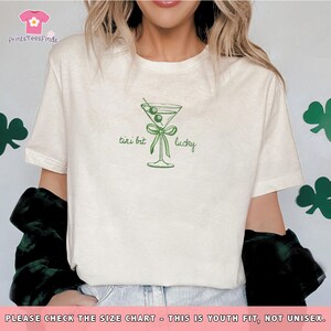 St Patricks Day Shirt, St Pattys Day Baby Tee, Tini Bit Lucky Baby Tee, Irish Girl Baby Tee. Martini Lucky Shirt, St Patrick Drinking Shirt image 5