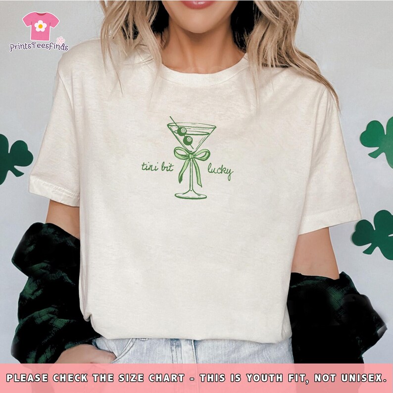 St Patricks Day Shirt, St Pattys Day Baby Tee, Tini Bit Lucky Baby Tee, Irish Girl Baby Tee. Martini Lucky Shirt, St Patrick Drinking Shirt image 5