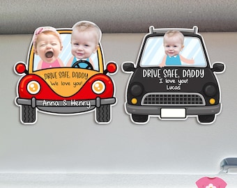 Dad Car Visor Clip With Kids Photo, Fathers Day Gifts From Kids, Car Visor Clip, Drive Safe Daddy Gift For Grandpa, New Dad Gift For Dad